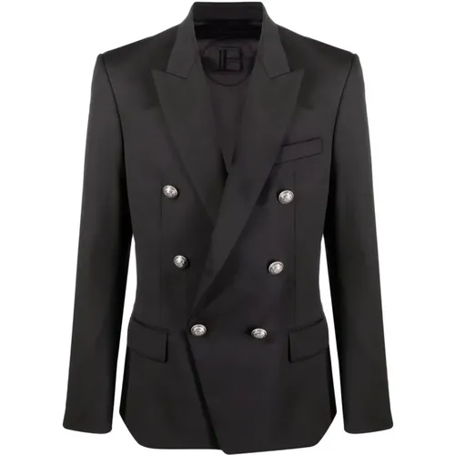 Schwarzer Wollblazer Jacke Balmain - Balmain - Modalova