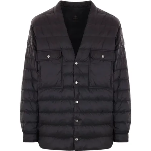 Nylon V-Neck Coat Rick Owens , male, Sizes: XS, S - Moncler - Modalova