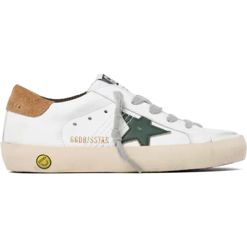 Creme Weiße und Grüne Super Star Sneakers - Golden Goose - Modalova