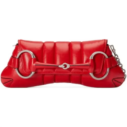 Rote gesteppte Horsebit Kettenhandtasche - Gucci - Modalova