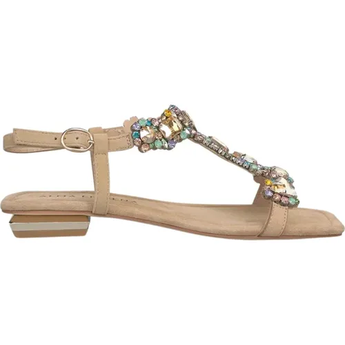 Rhinestone Flat Sandal , female, Sizes: 4 UK, 9 UK, 3 UK, 7 UK, 5 UK - Alma en Pena - Modalova