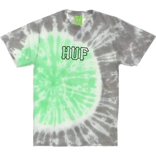 Grünes Tie-Dye Tee Herren T-Shirt , Herren, Größe: L - HUF - Modalova