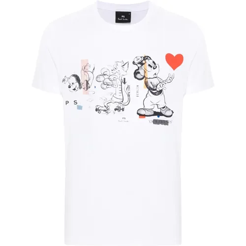 Cartoon Slim Fit T-Shirt , Herren, Größe: S - PS By Paul Smith - Modalova