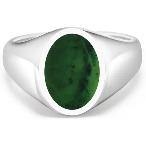 Green Jade Oval Signet Ring , male, Sizes: 58 MM - Nialaya - Modalova