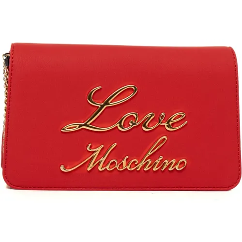 Schultertasche mit Metallkette und Taschen - Love Moschino - Modalova