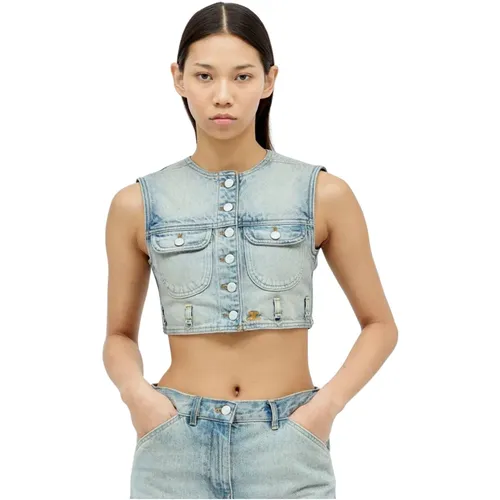 Denim Crop Vest mit Logo-Stickerei , Damen, Größe: XS - Courrèges - Modalova