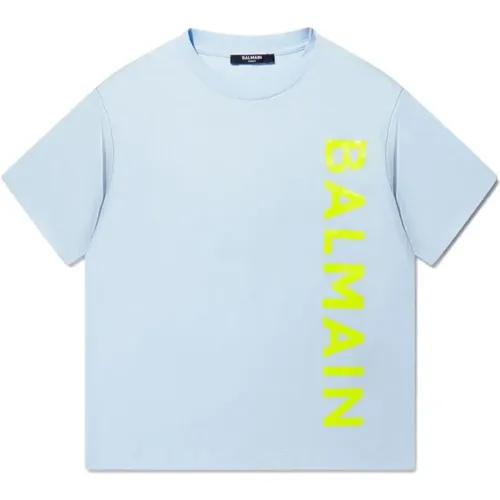 Klares Blaues Logo-Print T-Shirt - Balmain - Modalova