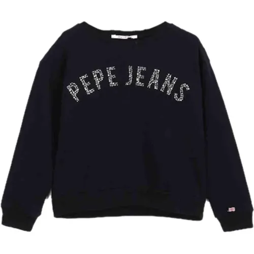 Blaues Georgette Sweatshirt mit Markendruck - Pepe Jeans - Modalova