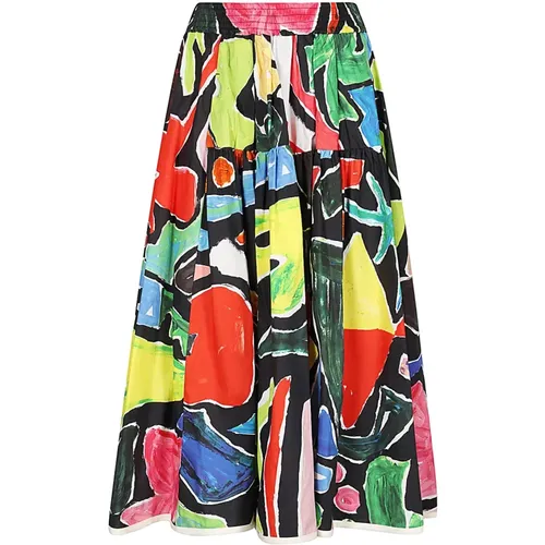 Cotton Checkered Midi Skirt , female, Sizes: 3XS, 2XS - Max Mara Weekend - Modalova