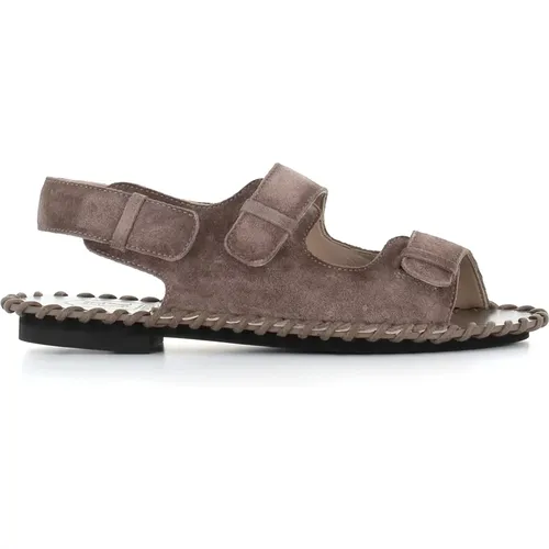 Graue Wildleder Elastische Sandalen , Damen, Größe: 40 EU - Alexander Hotto - Modalova