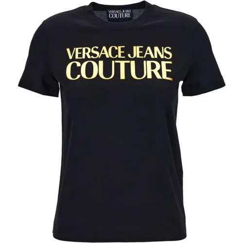 Schwarze T-Shirt und Polo Kollektion , Damen, Größe: L - Versace Jeans Couture - Modalova