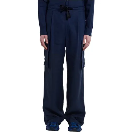 Linen Jogging Pants , male, Sizes: L, M - Dolce & Gabbana - Modalova