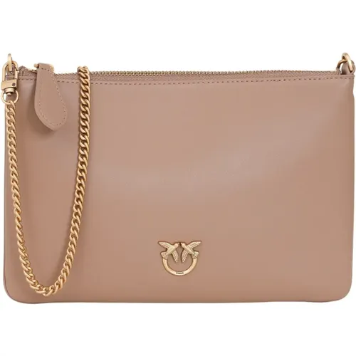 Beige Damen Schultertasche mit Reißverschluss - pinko - Modalova