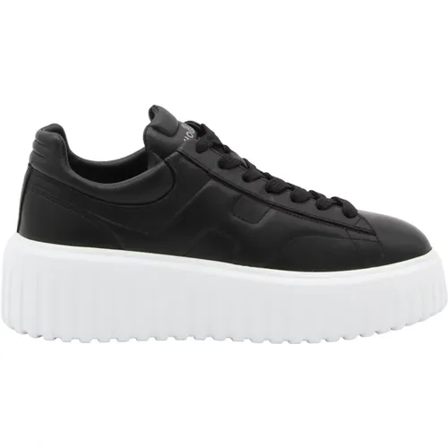 Gesteppte Ledersneakers Schwarz , Damen, Größe: 38 EU - Hogan - Modalova