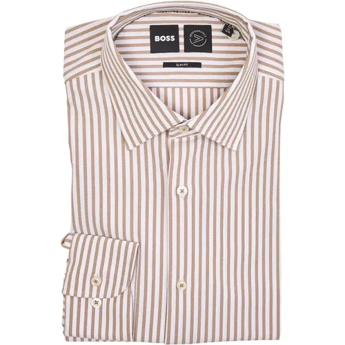 Striped Long Sleeve Slim Fit Shirt , male, Sizes: M, XL, L, 4XL, S, 2XL, 3XL - Hugo Boss - Modalova