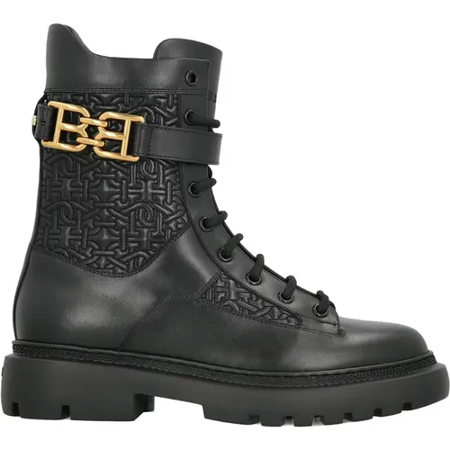 Leder Stiefeletten mit Gold-Logo - Bally - Modalova