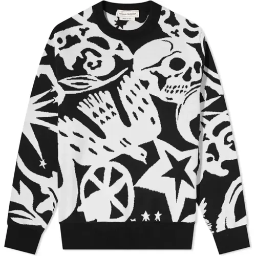 Skull Graffiti Jumper , male, Sizes: L, S, M - alexander mcqueen - Modalova