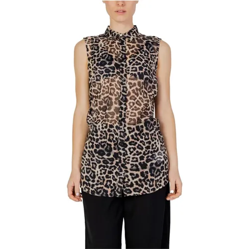 Leopard Print Sleeveless Shirt , female, Sizes: L, M, XS, XL, S - Guess - Modalova