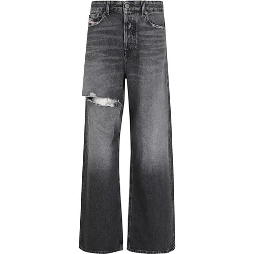 Grey Denim Wide Leg Jeans , female, Sizes: W25, W26, W24 - Diesel - Modalova