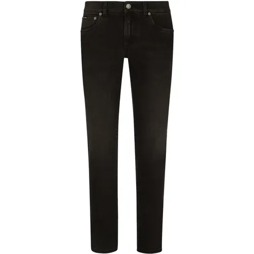 Schwarze Slim-fit Stretch Jeans , Herren, Größe: 3XL - Dolce & Gabbana - Modalova