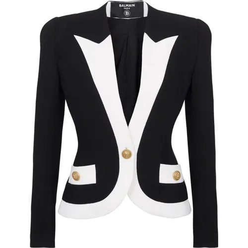 Two-tone crepe jacket , female, Sizes: S, M - Balmain - Modalova