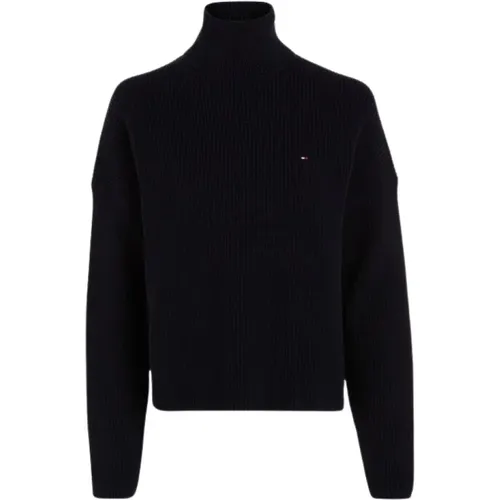 Gerippter Damen Rollkragenpullover , Damen, Größe: M - Tommy Hilfiger - Modalova