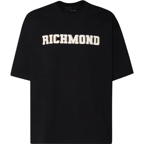 Schwarzes Baumwoll-T-Shirt mit Logo , Herren, Größe: L - John Richmond - Modalova