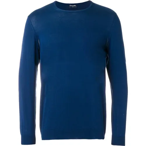 Pullover,Blauer Crew-Neck Sweater,Round-neck Knitwear,CREWECK SWEATER,Sweatshirts - Drumohr - Modalova