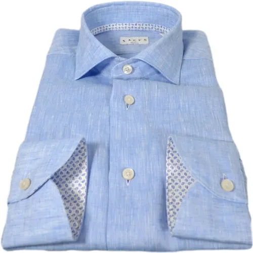 Tailor Fit Linen and Cotton Shirt Celeste , male, Sizes: XL, M, L, 3XL - Xacus - Modalova