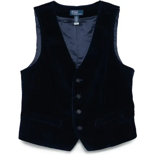 Blaue Samt Corduroy Gilet Jacke - Ralph Lauren - Modalova