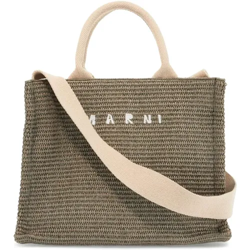 Raffia-effect Small Tote Bag , female, Sizes: ONE SIZE - Marni - Modalova