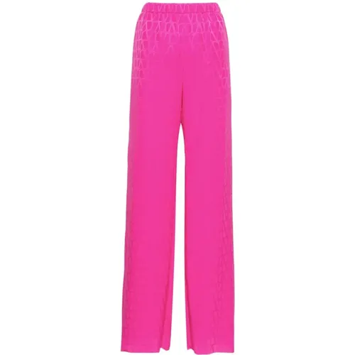 Fuchsia Silk Trousers with Drawstring Waist , female, Sizes: XS, S - Valentino Garavani - Modalova