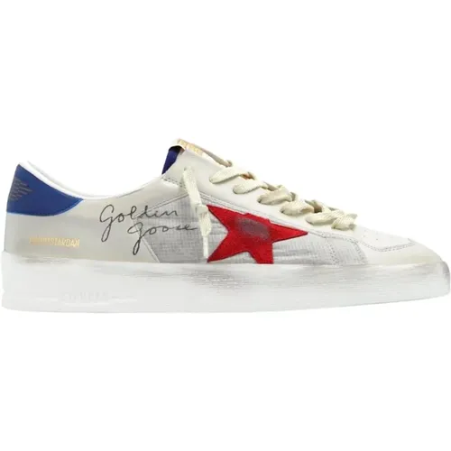 Leder Stardan Sneakers - Elfenbein/Rot/Blau - Golden Goose - Modalova