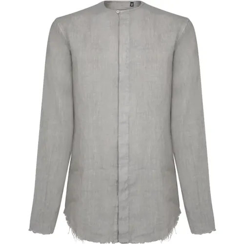 Elegant Grey Linen Shirts , male, Sizes: L - Costumein - Modalova