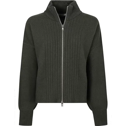 Woll-Zip-Jacke in Sumpffarbe , Damen, Größe: XS - Mauro Grifoni - Modalova