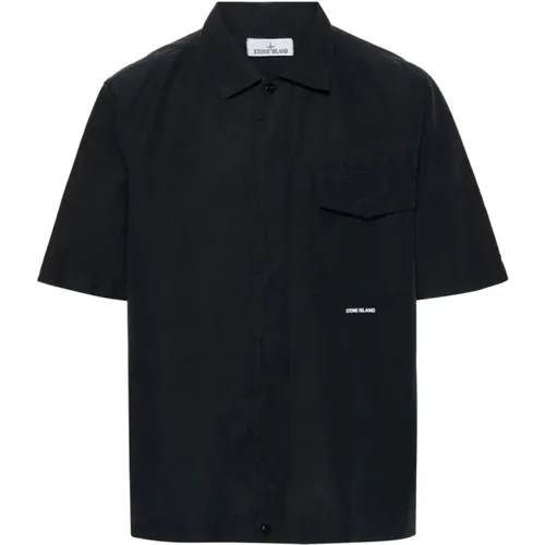 Midnight Cotton-Hemp Blend Shirt , male, Sizes: 2XL, L, XL - Stone Island - Modalova