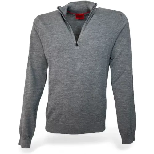 Herren Feinstrickpullover mit Troyer-Kragen , Herren, Größe: M - Hugo Boss - Modalova