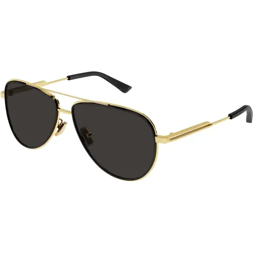 Gold/Grey Sunglasses , male, Sizes: 59 MM - Bottega Veneta - Modalova