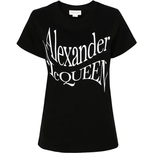 Crew Neck T-shirt Front Print , female, Sizes: XS - alexander mcqueen - Modalova