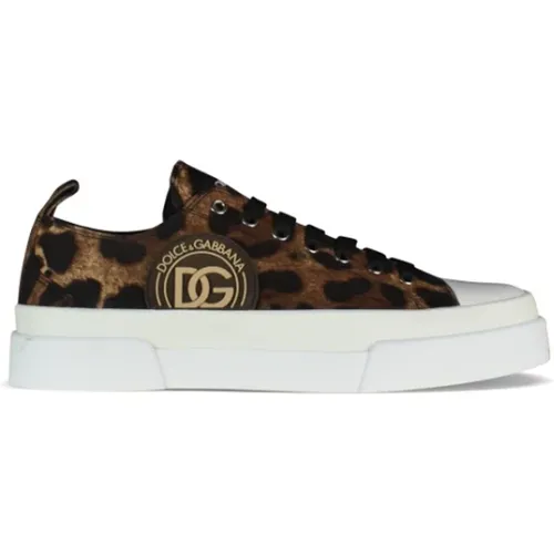 Leopard Print Sneakers mit DG Logo - Dolce & Gabbana - Modalova