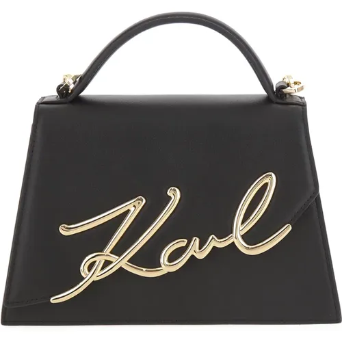 Signature 2.0 Crossbody Tasche in Schwarz/Gold , Damen, Größe: ONE Size - Karl Lagerfeld - Modalova