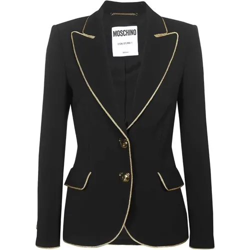 Blazer mit verzierten goldfarbenen Knöpfen - Moschino - Modalova