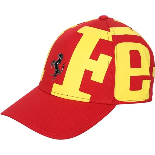 Baseballkappe mit Logo-Print in Rot/Gelb , Herren, Größe: ONE Size - Ferrari - Modalova