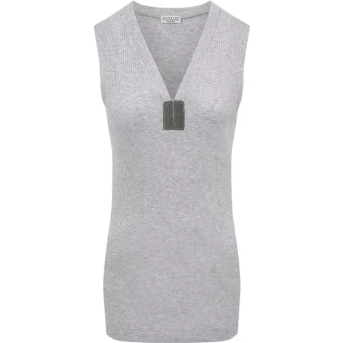 Cotton T-Shirt - Regular Fit - Grey , female, Sizes: XS - BRUNELLO CUCINELLI - Modalova