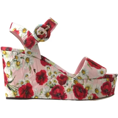 Mehrfarbige Blumenprint Wedges , Damen, Größe: 38 EU - Dolce & Gabbana - Modalova