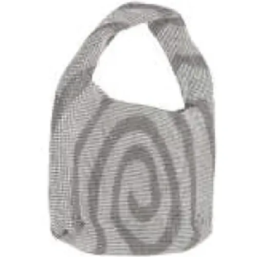Silberne Metallic Strickhandtasche mit Spiral Kristall Dekoration , Damen, Größe: ONE Size - Kara - Modalova