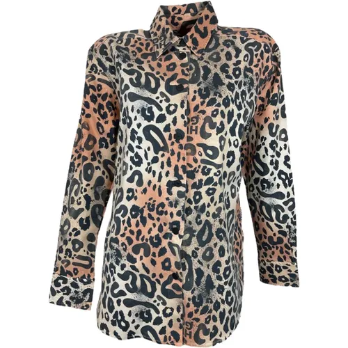 Leopard Print Boyfriend Shirt Oversized Blouse , female, Sizes: XS, S, M, L - Hugo Boss - Modalova