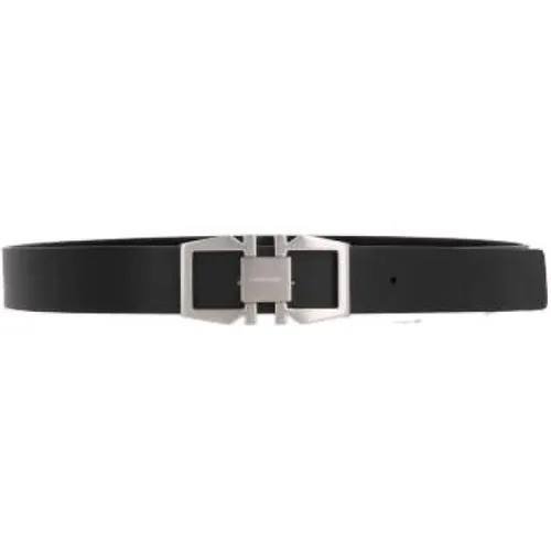 Reversible Leather Belt with Silver Gancini Buckle , male, Sizes: 100 CM - Salvatore Ferragamo - Modalova