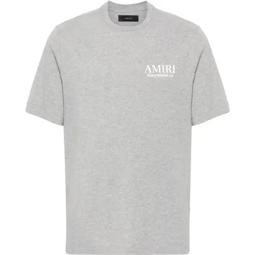 Grey T-shirt with signature bones , male, Sizes: S, XL, M - Amiri - Modalova