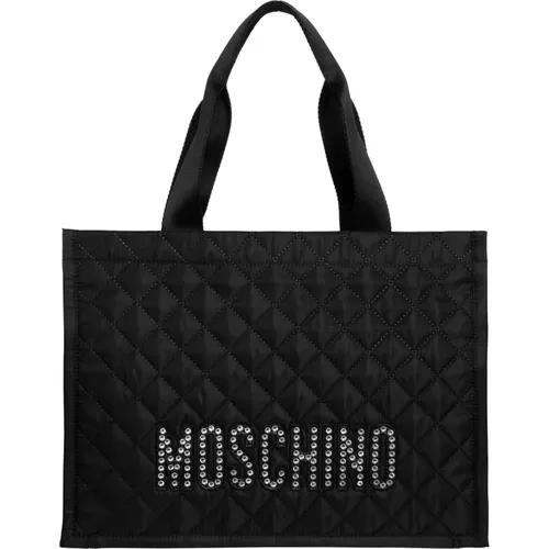 Plain Tote Bag with Zip Closure , female, Sizes: ONE SIZE - Moschino - Modalova